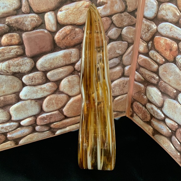 Vintage HQT Murano Style Swirl  (12") Amber Gold Glass Ribbon Sculpture - Picture 2 of 12